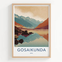 Gosaikunda Poster - Nepal Travel Art - Mountain Lake Reflections Home Decor