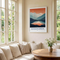 Gosaikunda Poster - Nepal Travel Art - Orange Sky Mountains Home Decor