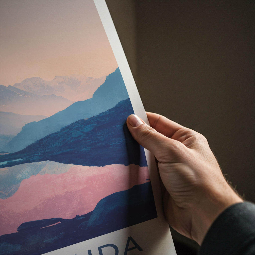 Gosaikunda Poster - Nepal Travel Art - Serene Mountain Lake Wall Decor