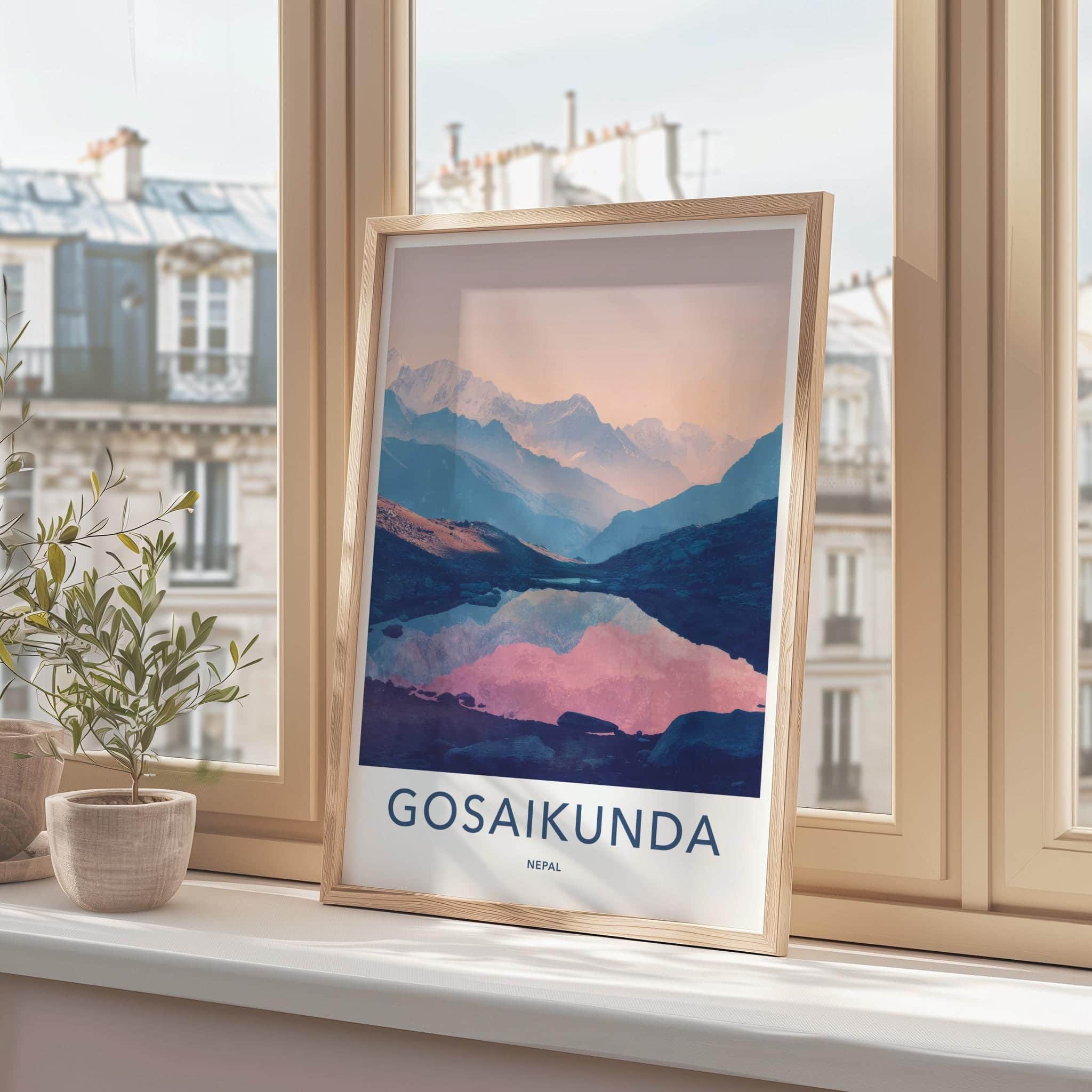 Gosaikunda Poster - Nepal Travel Art - Serene Mountain Lake Wall Decor