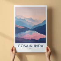 Gosaikunda Poster - Nepal Travel Art - Serene Mountain Lake Wall Decor