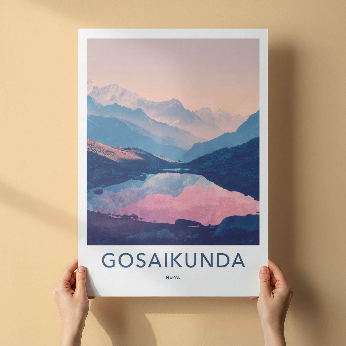 Gosaikunda Poster - Nepal Travel Art - Serene Mountain Lake Wall Decor