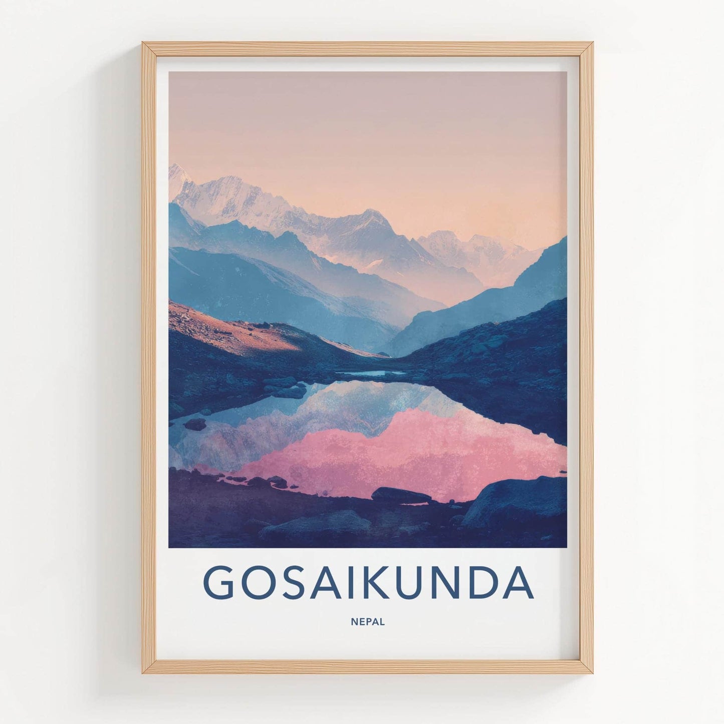 Gosaikunda Poster - Nepal Travel Art - Serene Mountain Lake Wall Decor