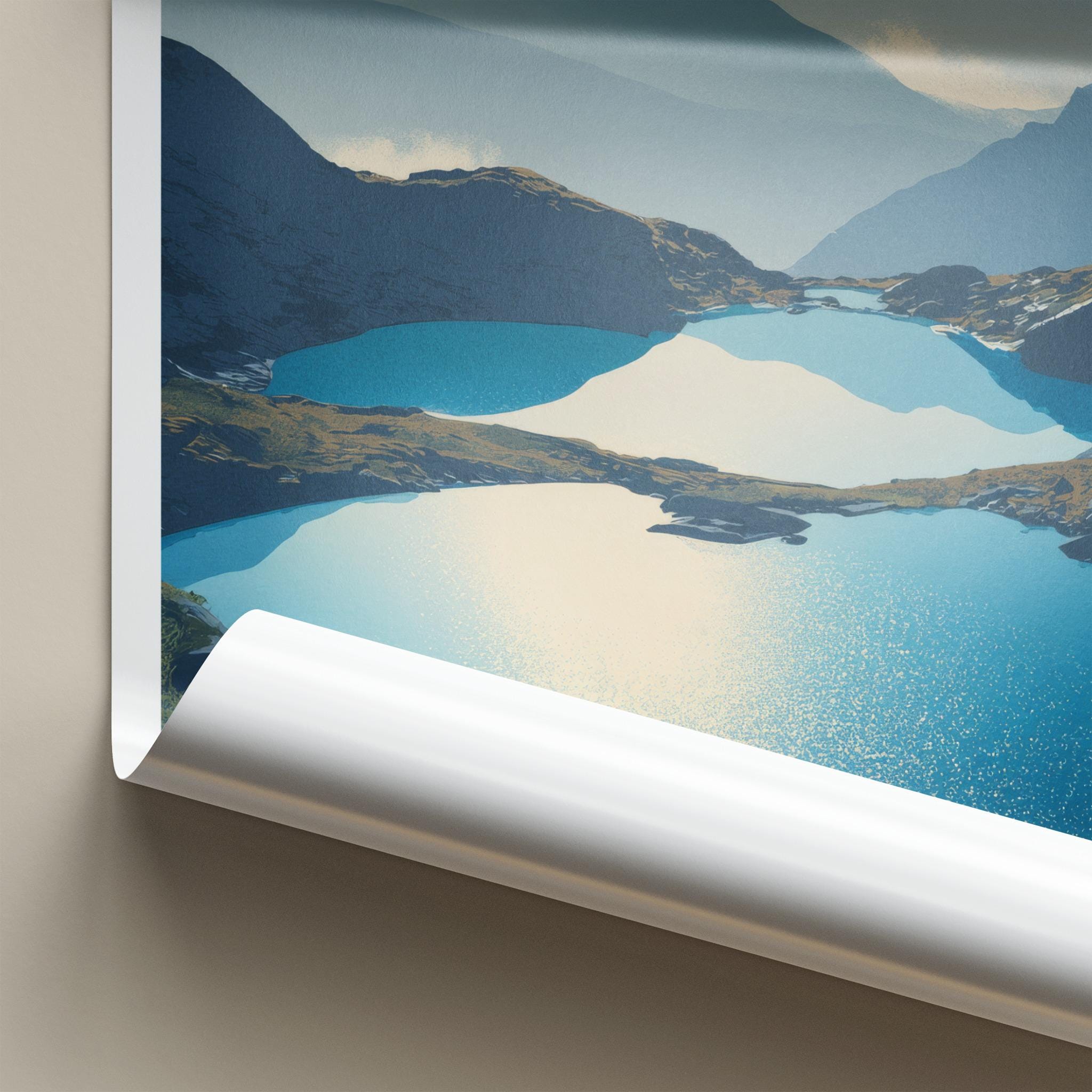 Gosaikunda Poster - Nepal Travel Art - Sparkling Lakes Vista Home Decor
