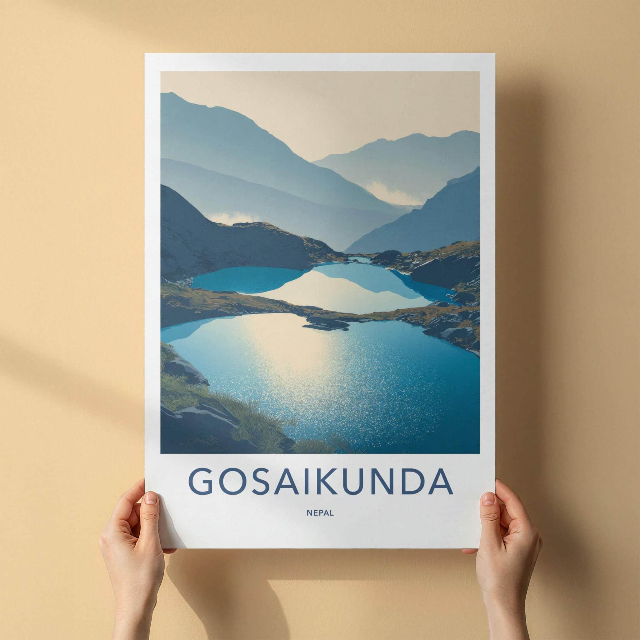 Gosaikunda Poster - Nepal Travel Art - Sparkling Lakes Vista Home Decor