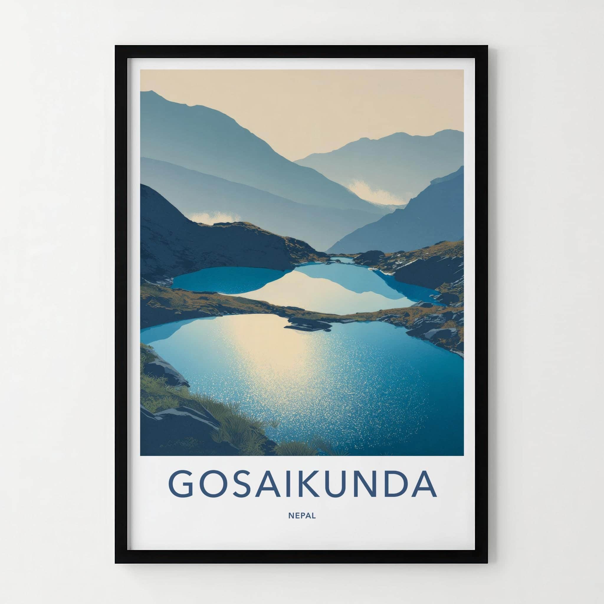 Gosaikunda Poster - Nepal Travel Art - Sparkling Lakes Vista Home Decor