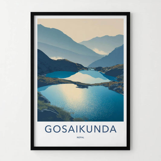 Gosaikunda Poster - Nepal Travel Art - Sparkling Lakes Vista Home Decor