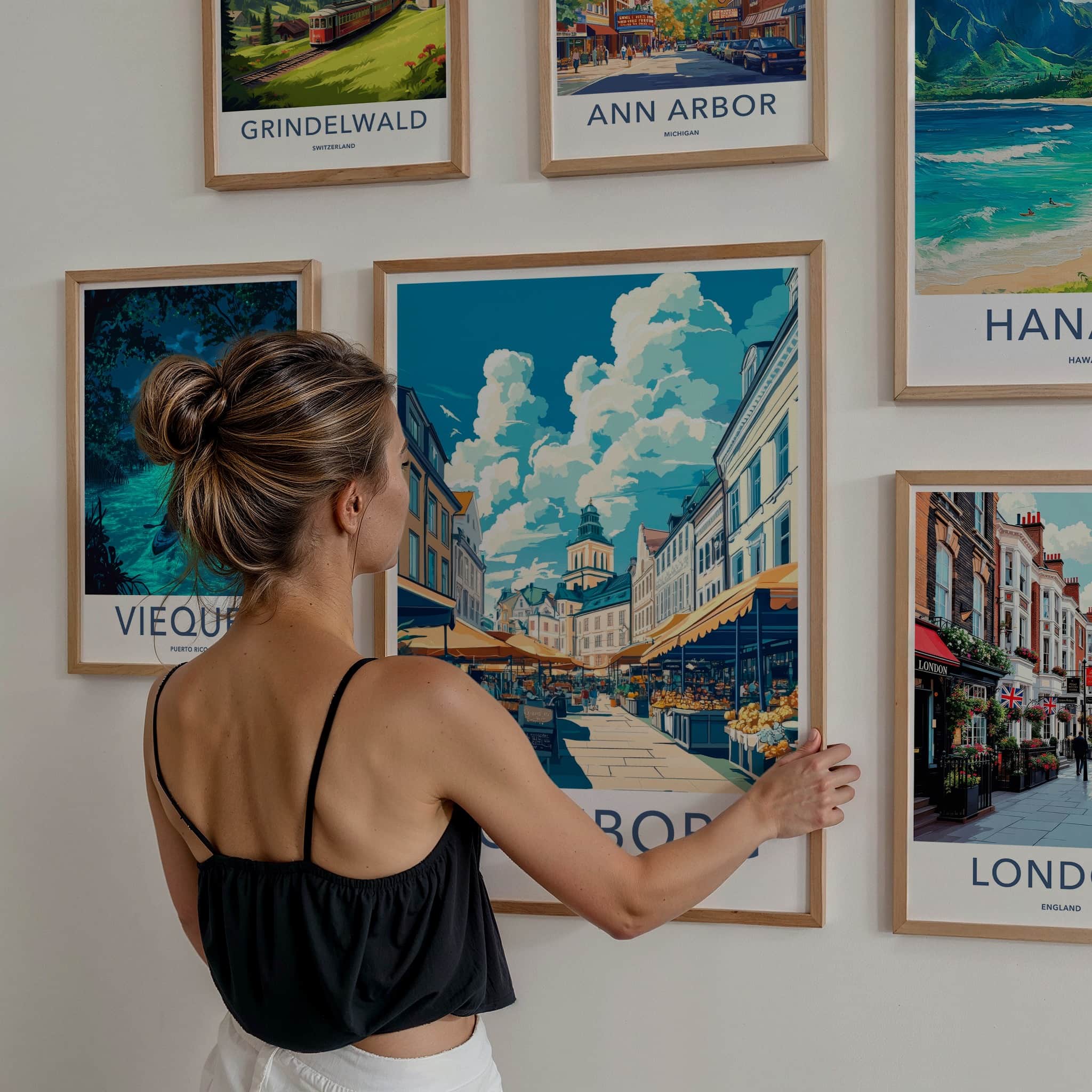Goteborg Poster - Sweden Travel Art - Bustling Market Street Home Decor