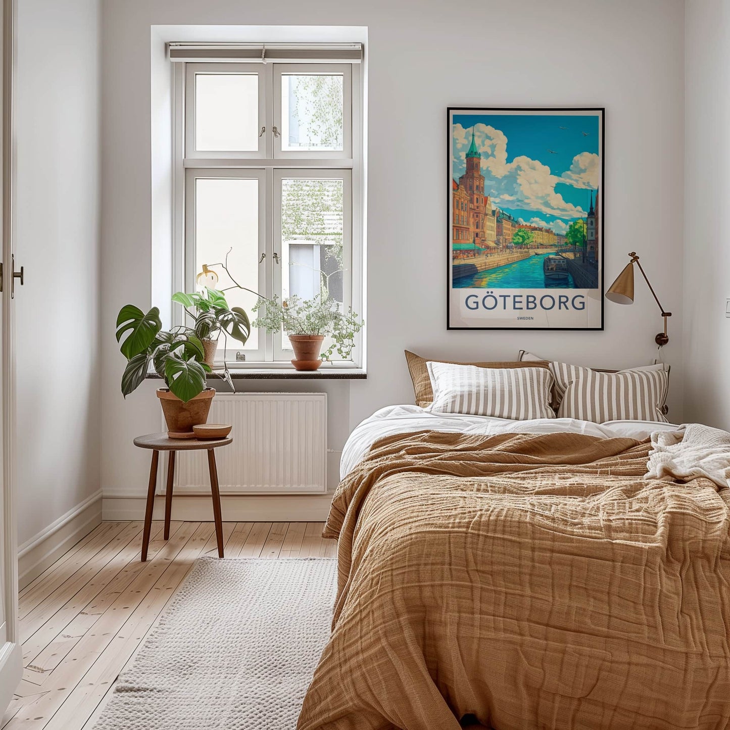Goteborg Poster - Sweden Travel Art - Vibrant Canal Buildings Home Decor