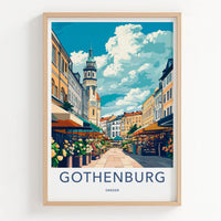 Gothenburg Poster - Sweden Travel Art - Urban Market Flowers Home Decor