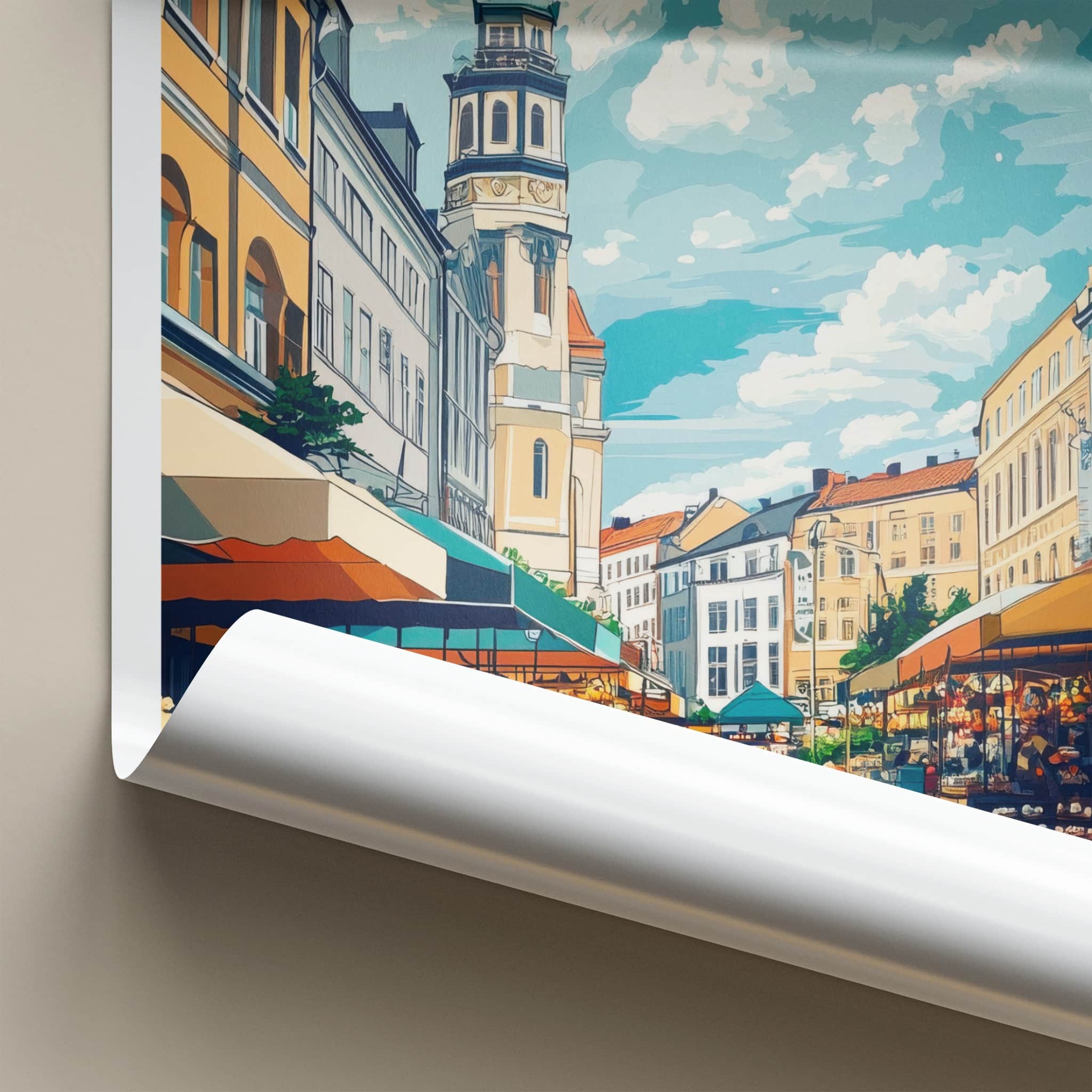 Gothenburg Poster - Sweden Travel Art - Urban Market Flowers Home Decor