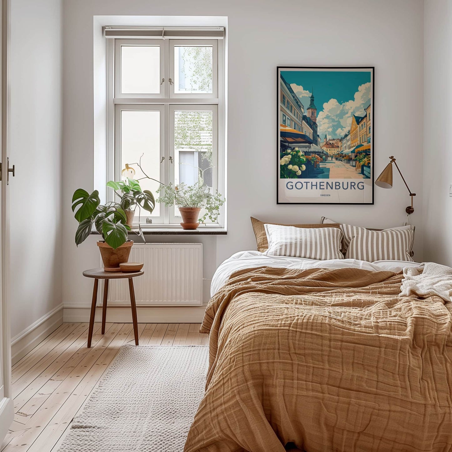 Gothenburg Poster - Sweden Wall Art - Busy Market Street Home Decor