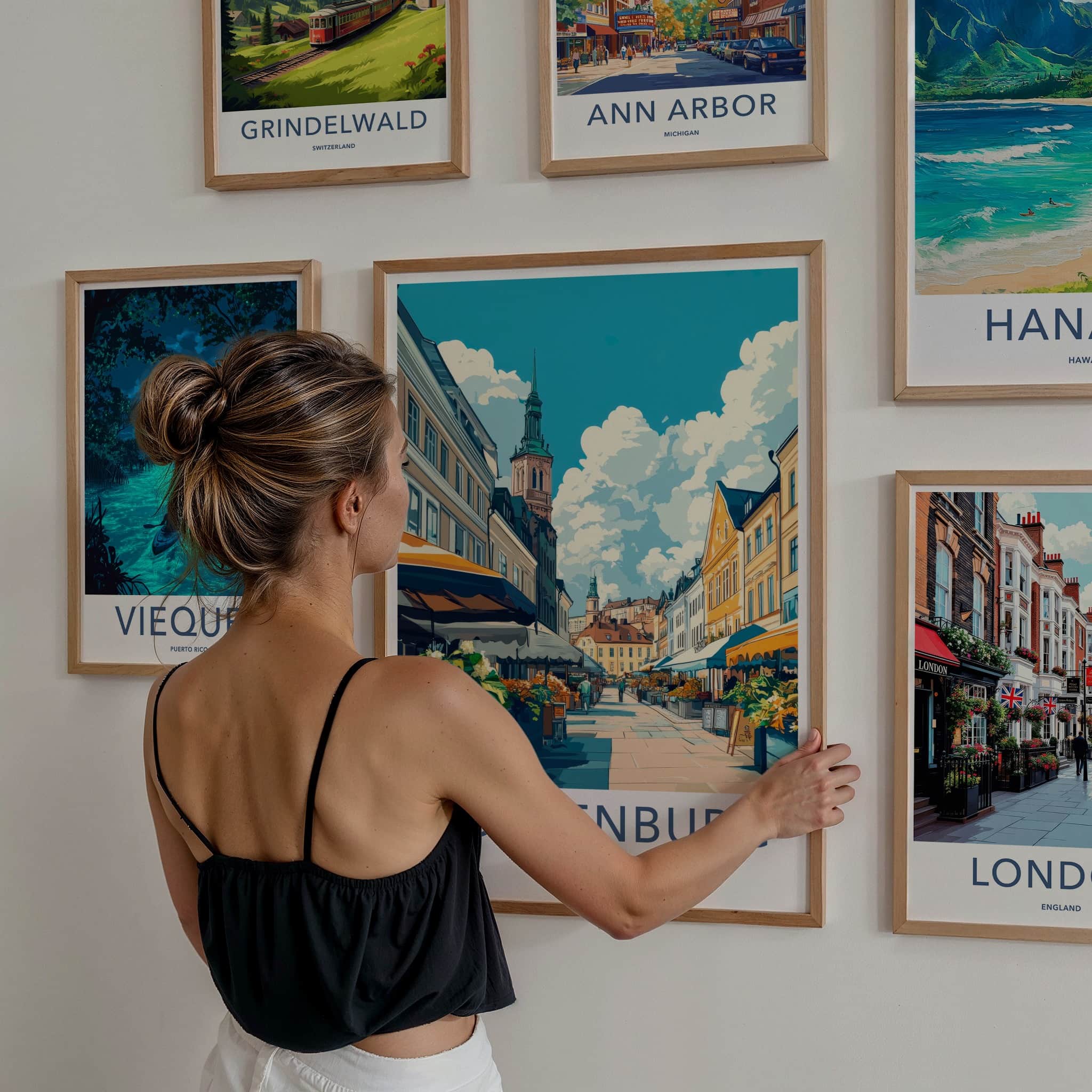 Gothenburg Poster - Sweden Wall Art - Busy Market Street Home Decor