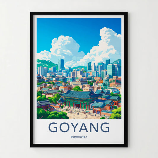 Goyang Poster - South Korea Travel Art - Modern Cityscape Temple Home Decor