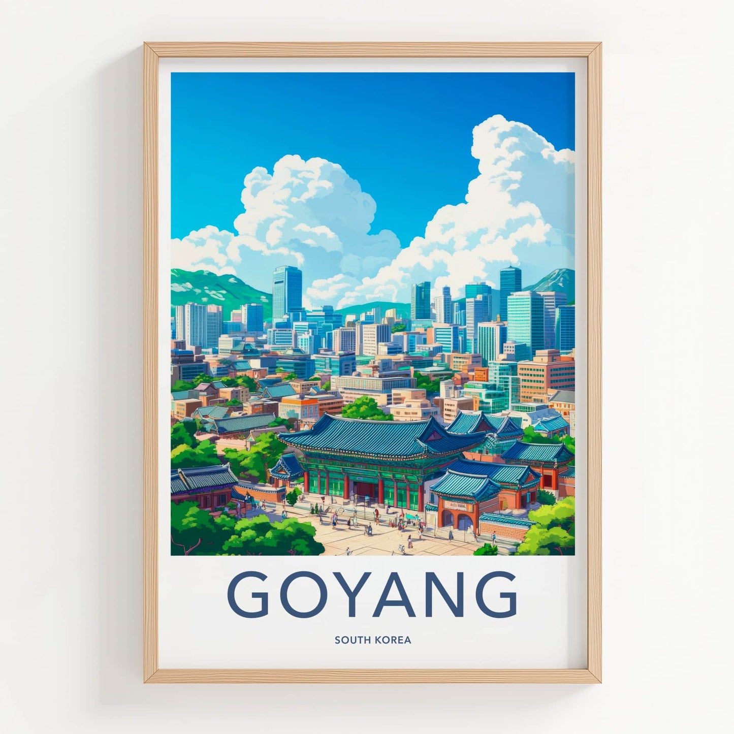 Goyang Poster - South Korea Travel Art - Modern Cityscape Temple Home Decor