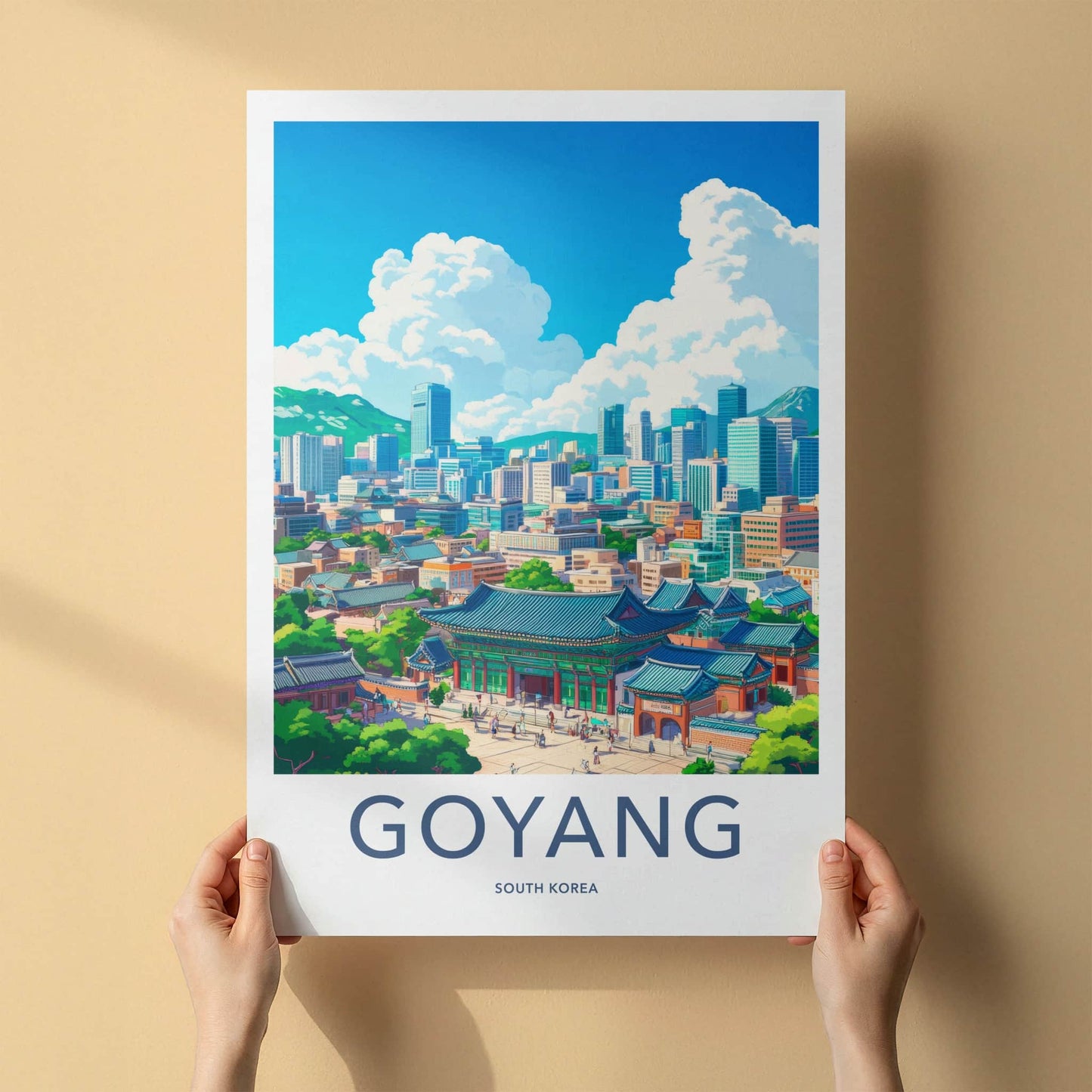 Goyang Poster - South Korea Travel Art - Modern Cityscape Temple Home Decor