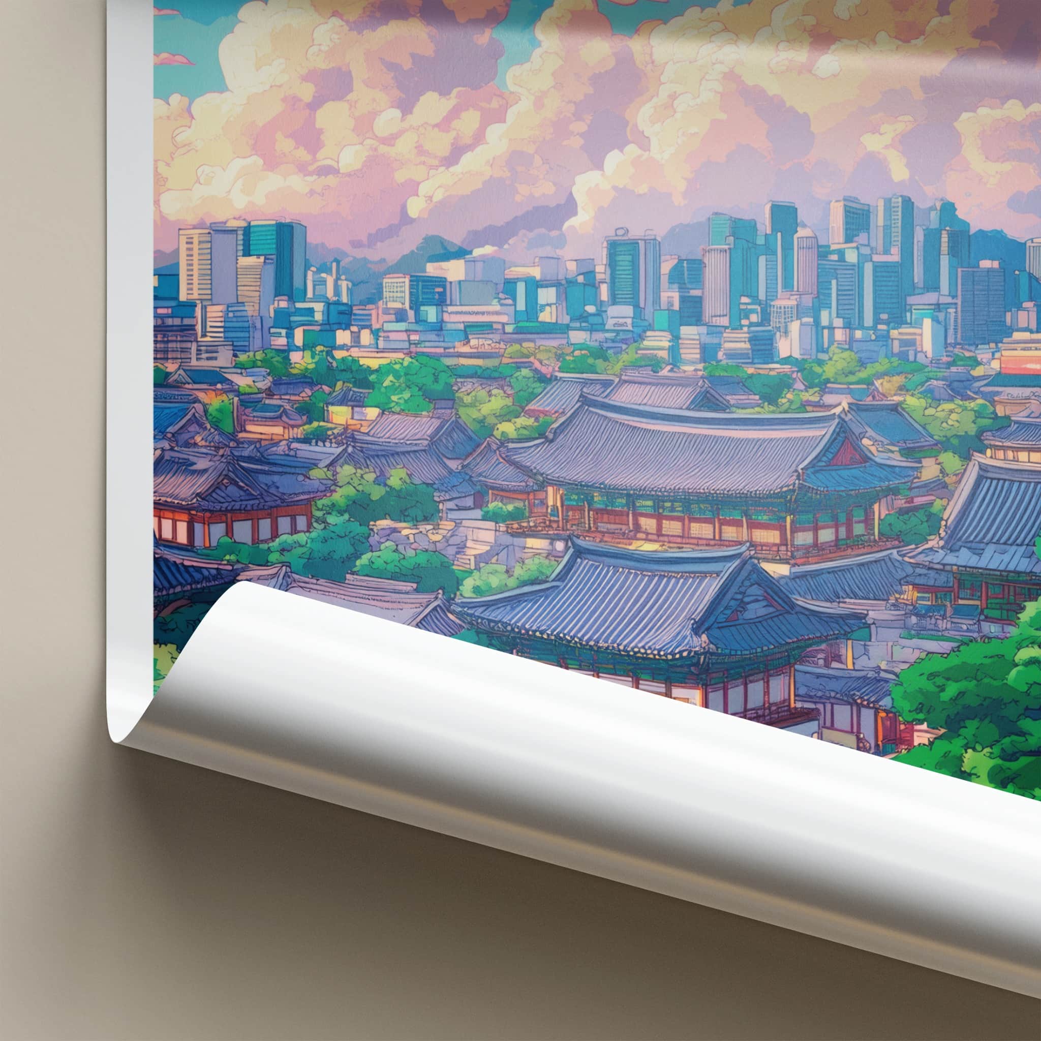 Goyang Poster - South Korea Wall Art - Hanok City Skyline Home Decor