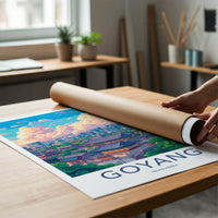 Goyang Poster - South Korea Wall Art - Hanok City Skyline Home Decor
