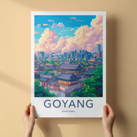 Goyang Poster - South Korea Wall Art - Hanok City Skyline Home Decor