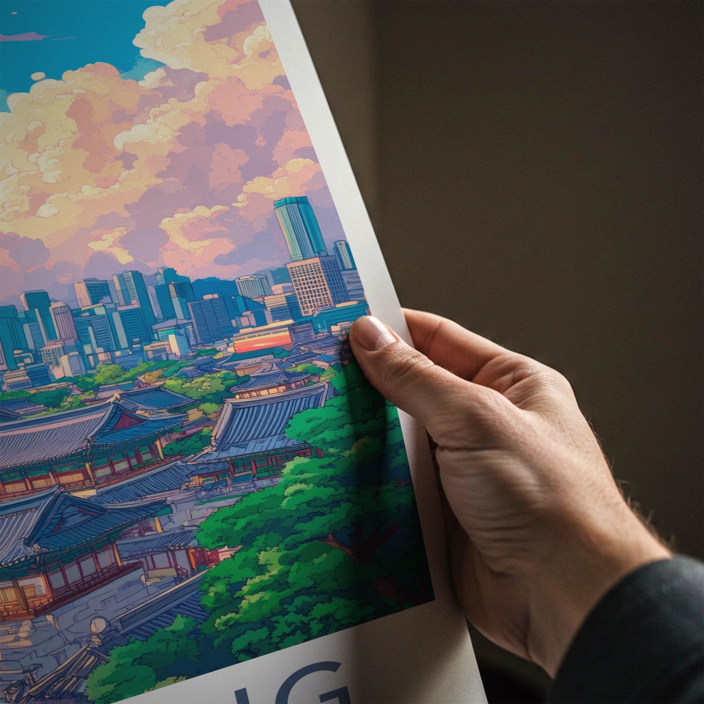 Goyang Poster - South Korea Wall Art - Hanok City Skyline Home Decor