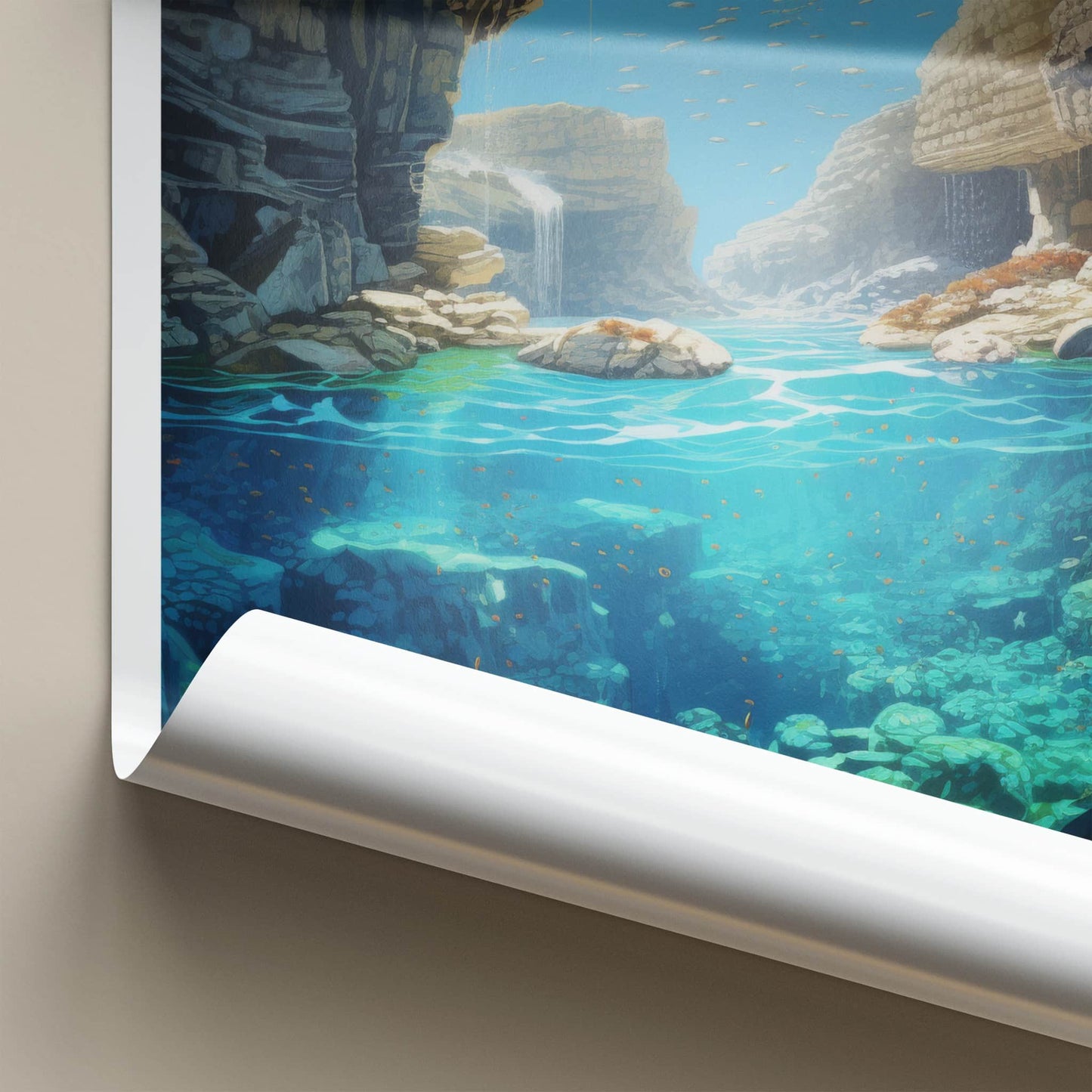 Gozo Poster - Malta Travel Art - Submerged Grotto Waters Home Decor