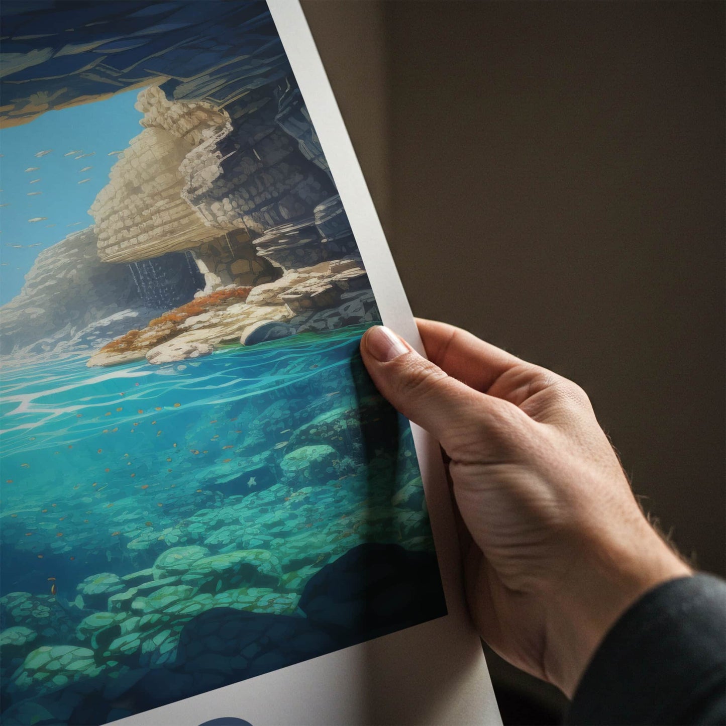 Gozo Poster - Malta Travel Art - Submerged Grotto Waters Home Decor