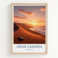 Gran Canaria Poster - Spain Travel Art - Golden Coastal Sunset Wall Decor