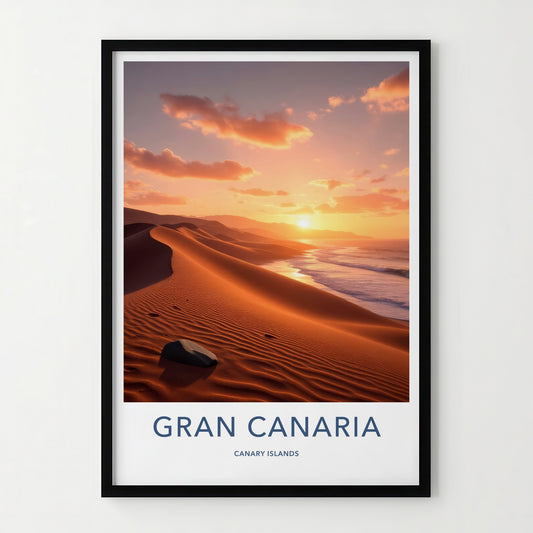 Gran Canaria Poster - Spain Travel Art - Golden Coastal Sunset Wall Decor