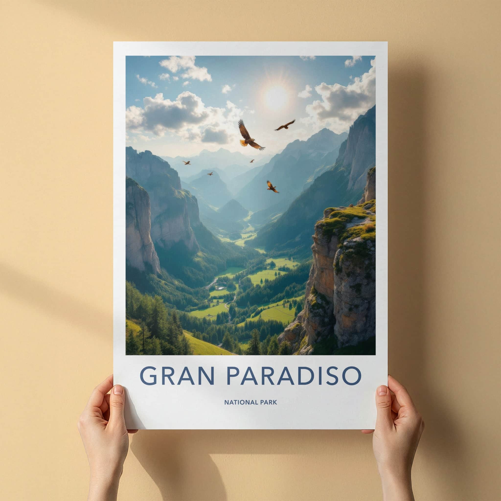 Gran Paradiso National Park Poster - Italy Art Print - Flying Eagles Valley Wall Decor