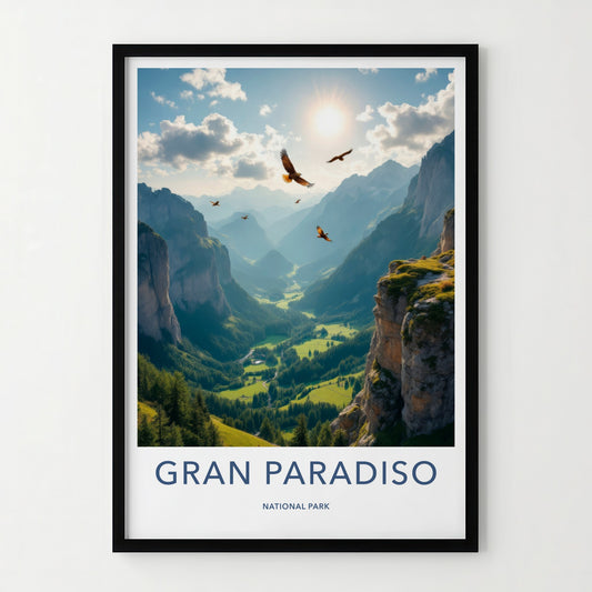 Gran Paradiso National Park Poster - Italy Art Print - Flying Eagles Valley Wall Decor
