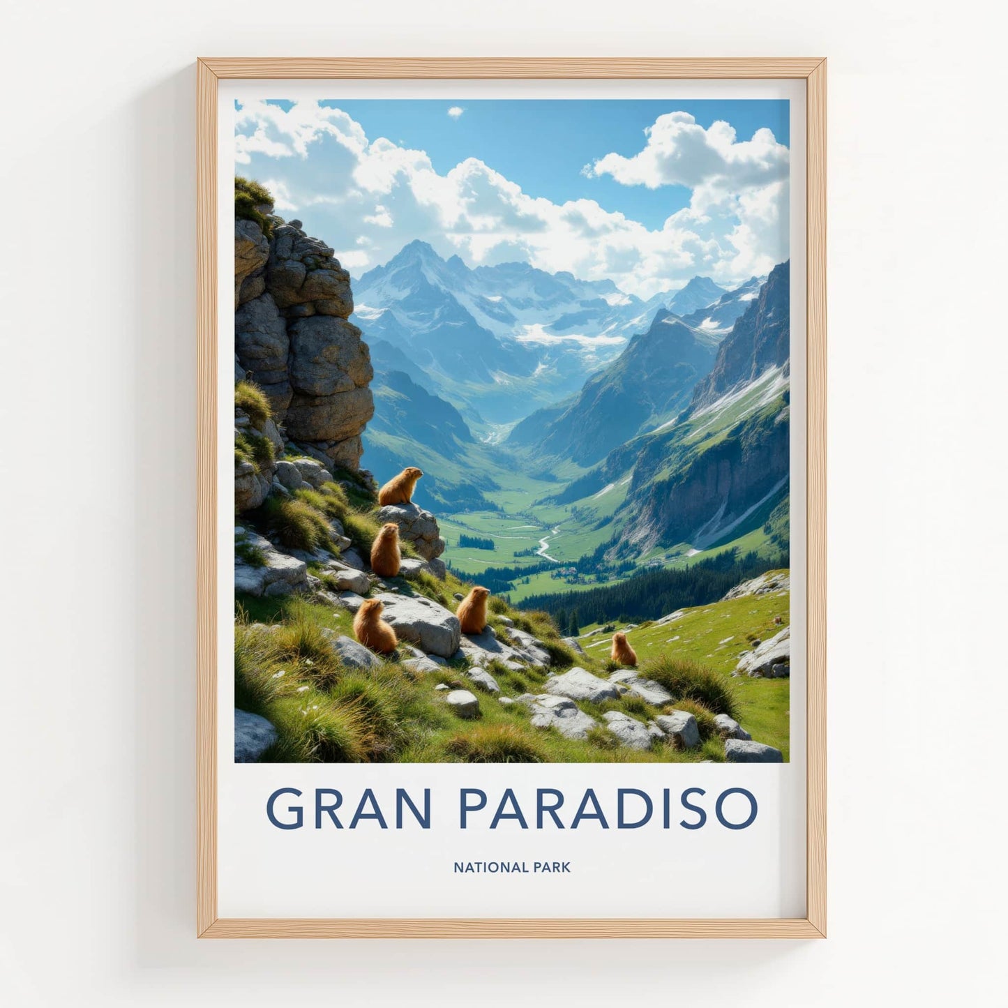 Gran Paradiso National Park Poster - Italy Travel Art - Marmot Mountain Valley Wall Decor