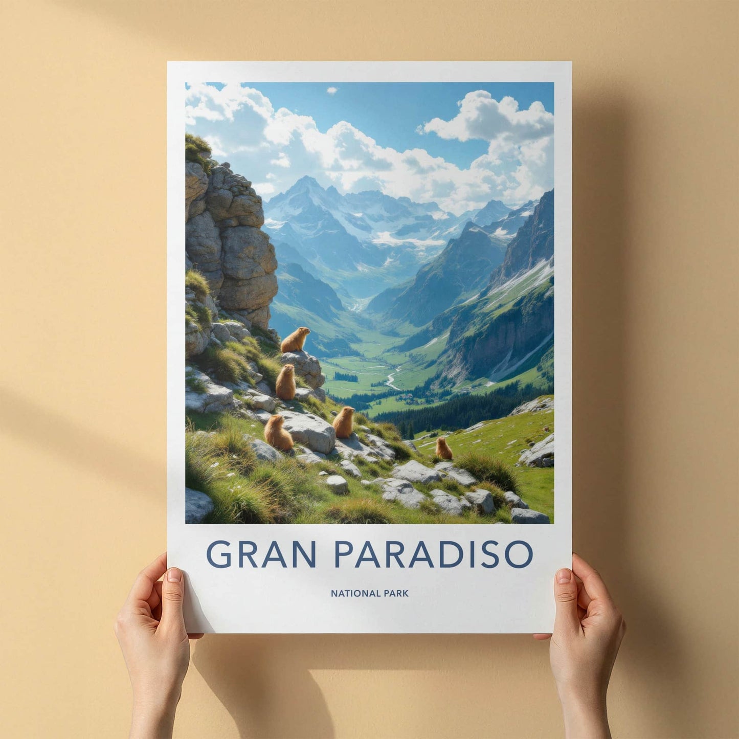 Gran Paradiso National Park Poster - Italy Travel Art - Marmot Mountain Valley Wall Decor