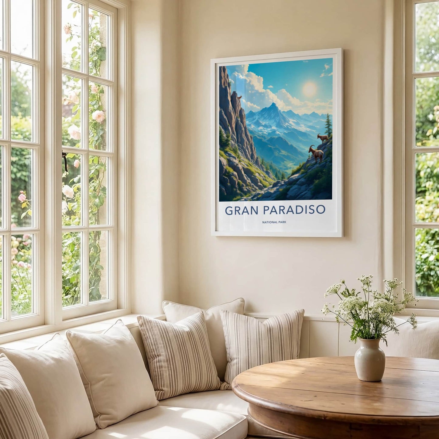 Gran Paradiso National Park Poster - Italy Travel Art - Mountain Goats Vista Home Decor