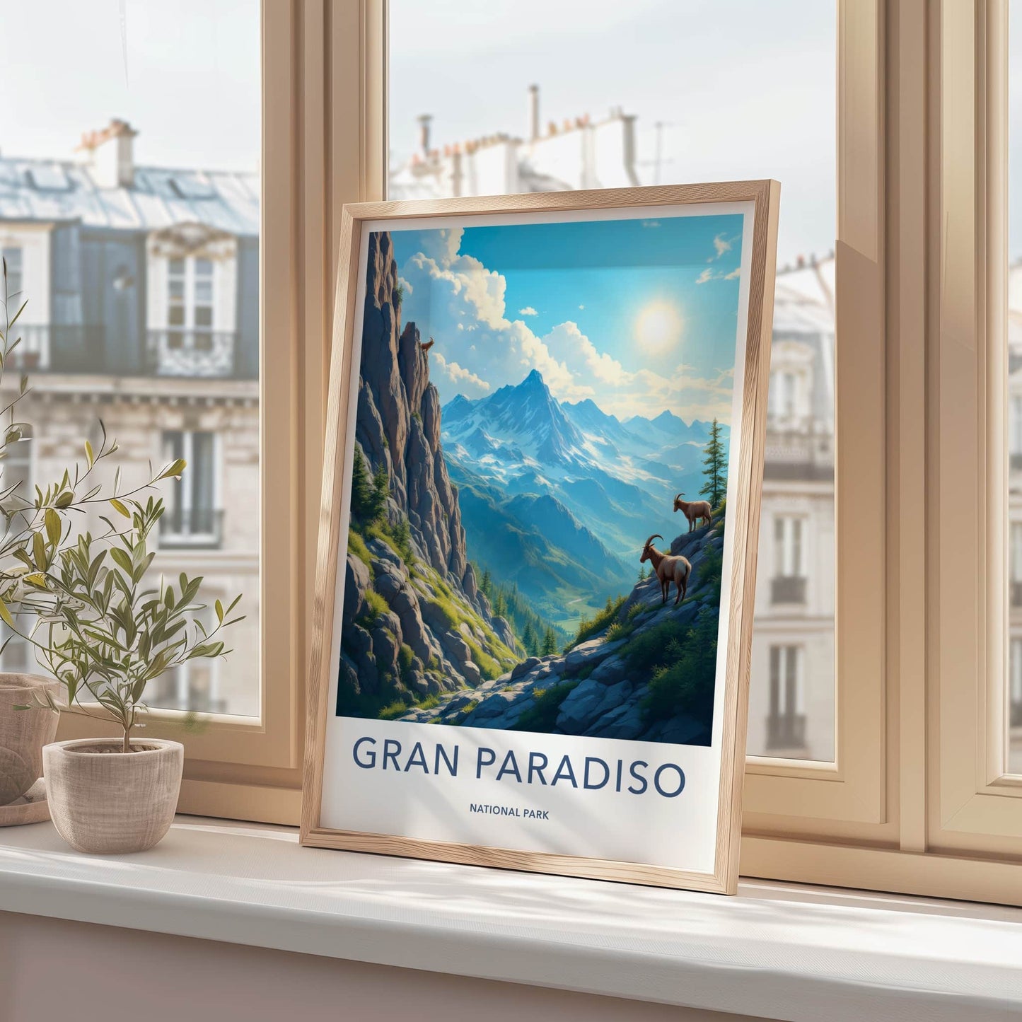Gran Paradiso National Park Poster - Italy Travel Art - Mountain Goats Vista Home Decor