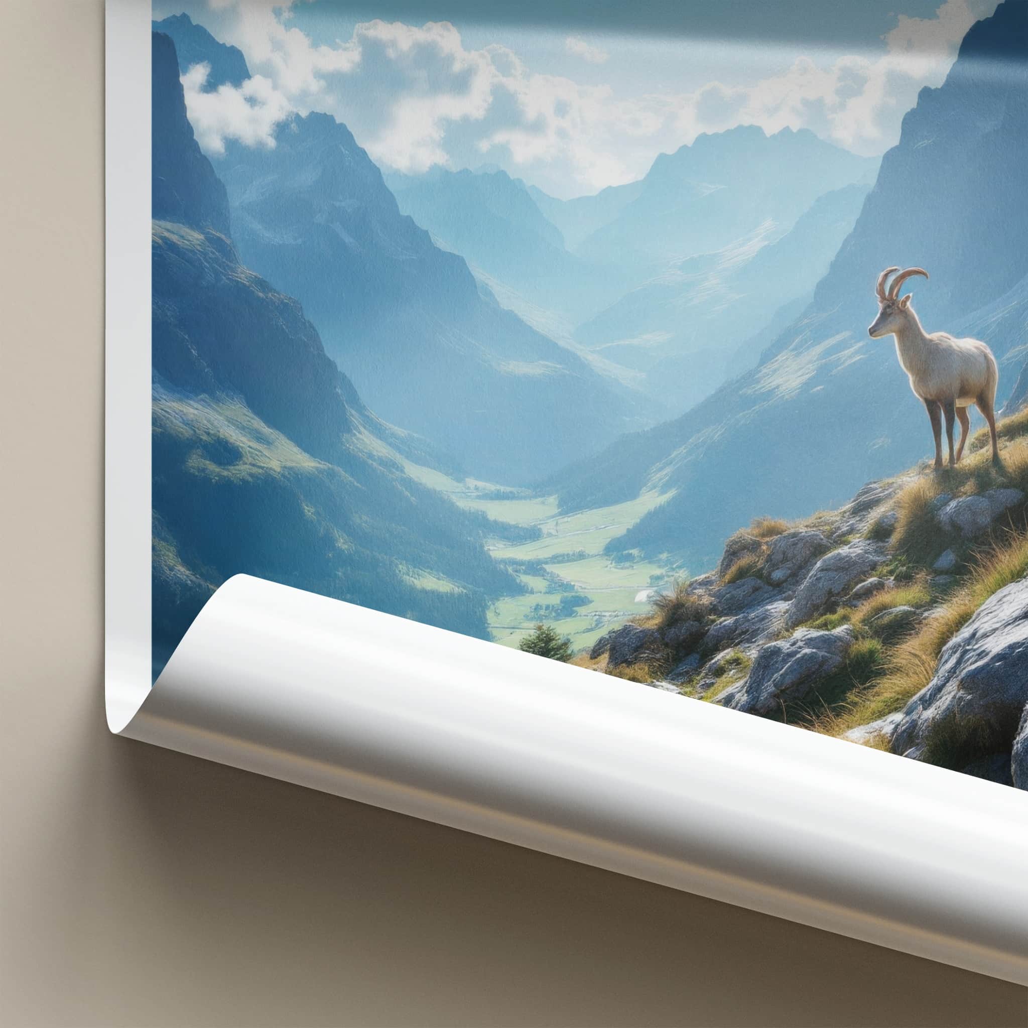 Gran Paradiso Poster - Italy Travel Art - Alpine Valley Ibex Wall Decor