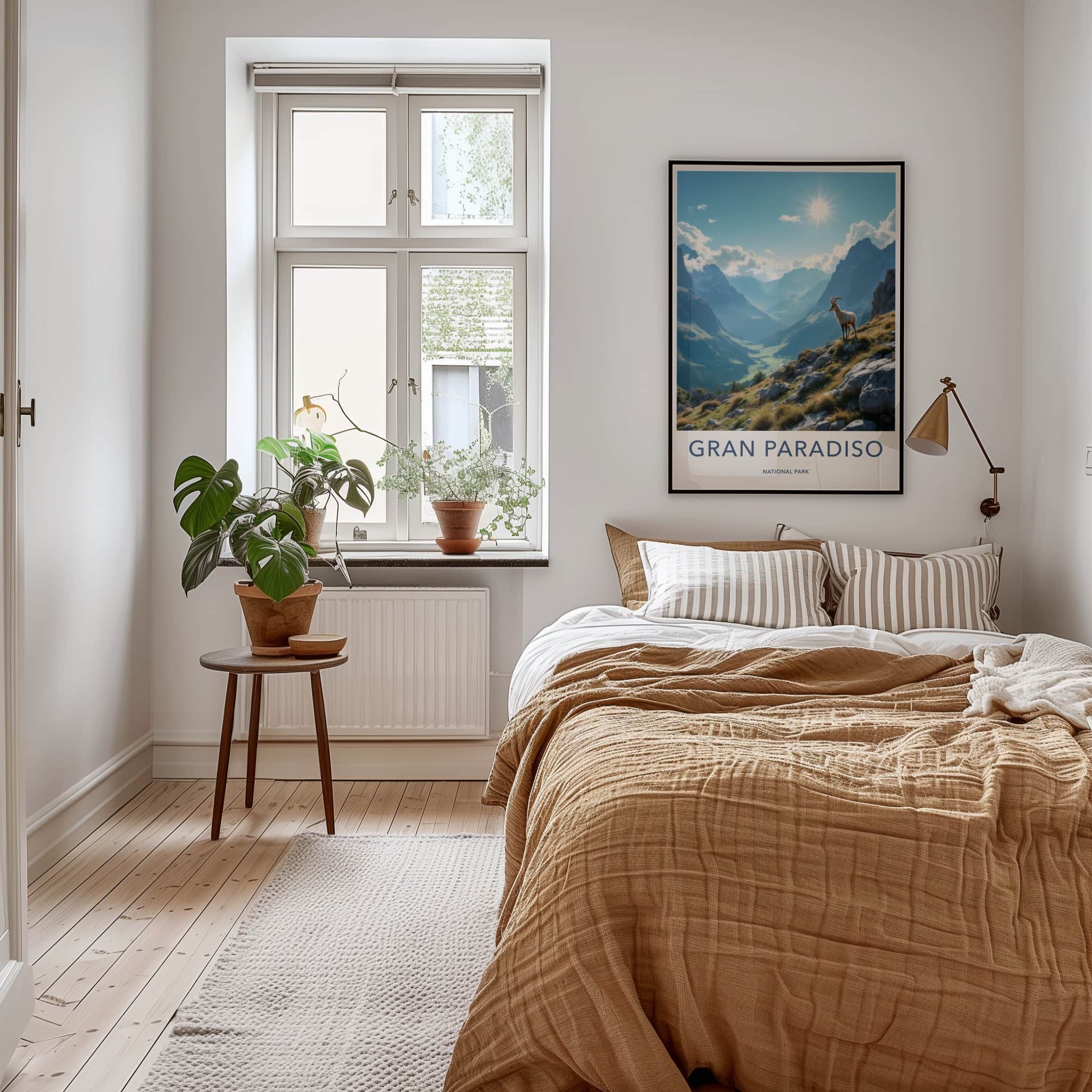 Gran Paradiso Poster - Italy Travel Art - Alpine Valley Ibex Wall Decor