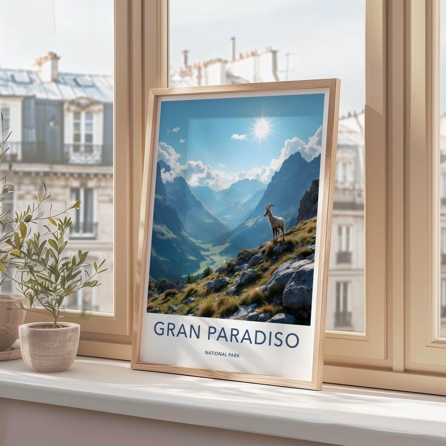 Gran Paradiso Poster - Italy Travel Art - Alpine Valley Ibex Wall Decor