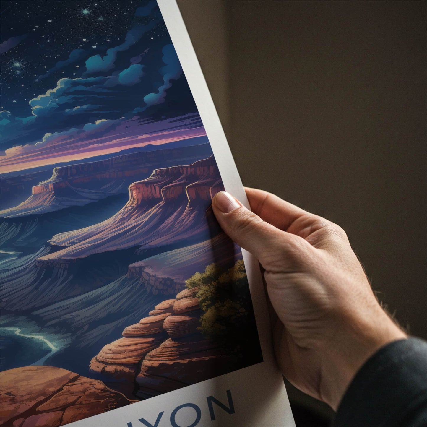 Grand Canyon Poster - Arizona Art Print - Vibrant Canyon Night Wall Decor