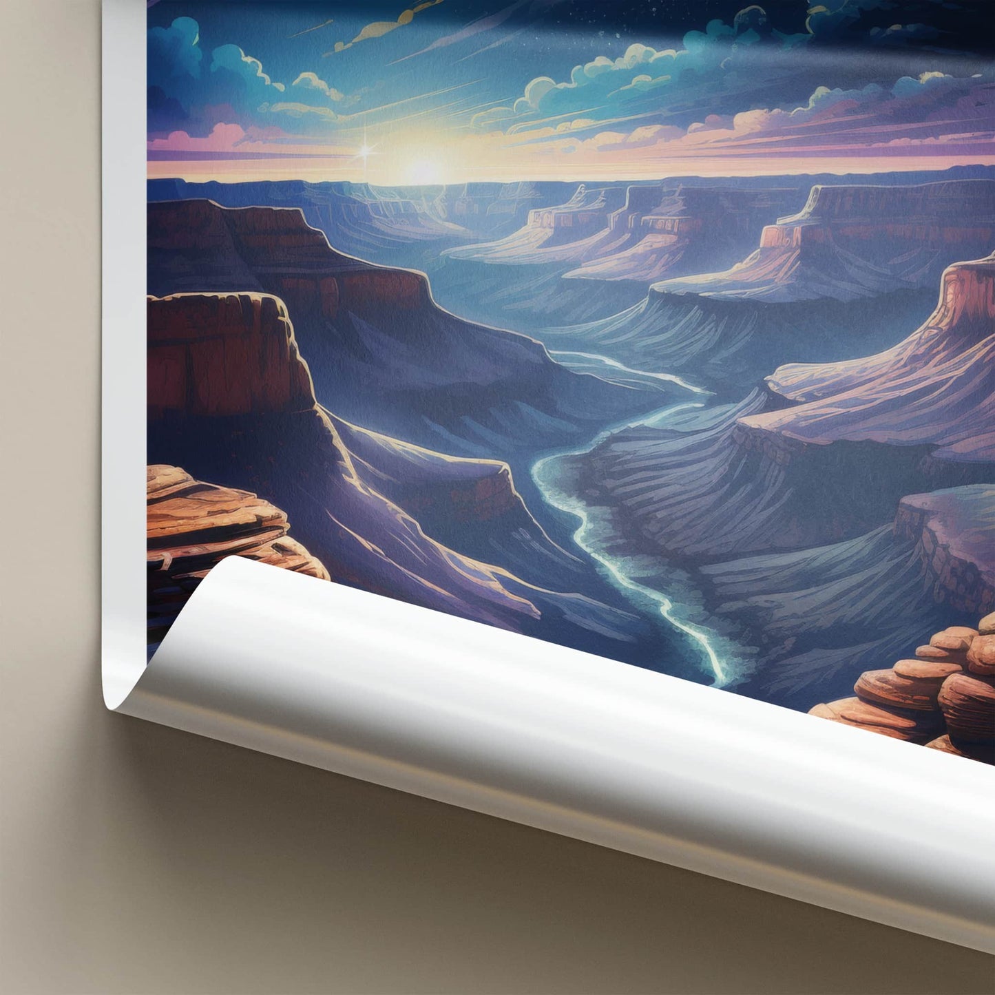 Grand Canyon Poster - Arizona Art Print - Vibrant Canyon Night Wall Decor