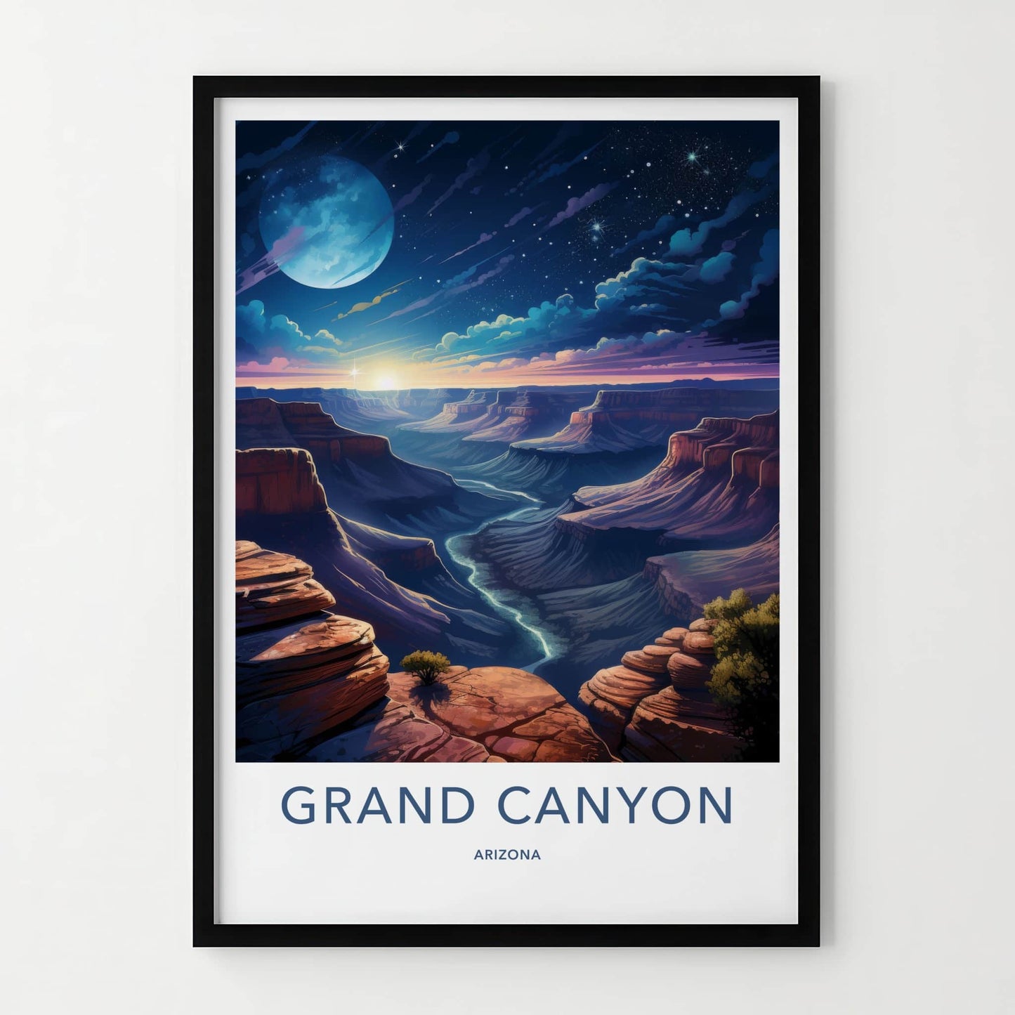 Grand Canyon Poster - Arizona Art Print - Vibrant Canyon Night Wall Decor