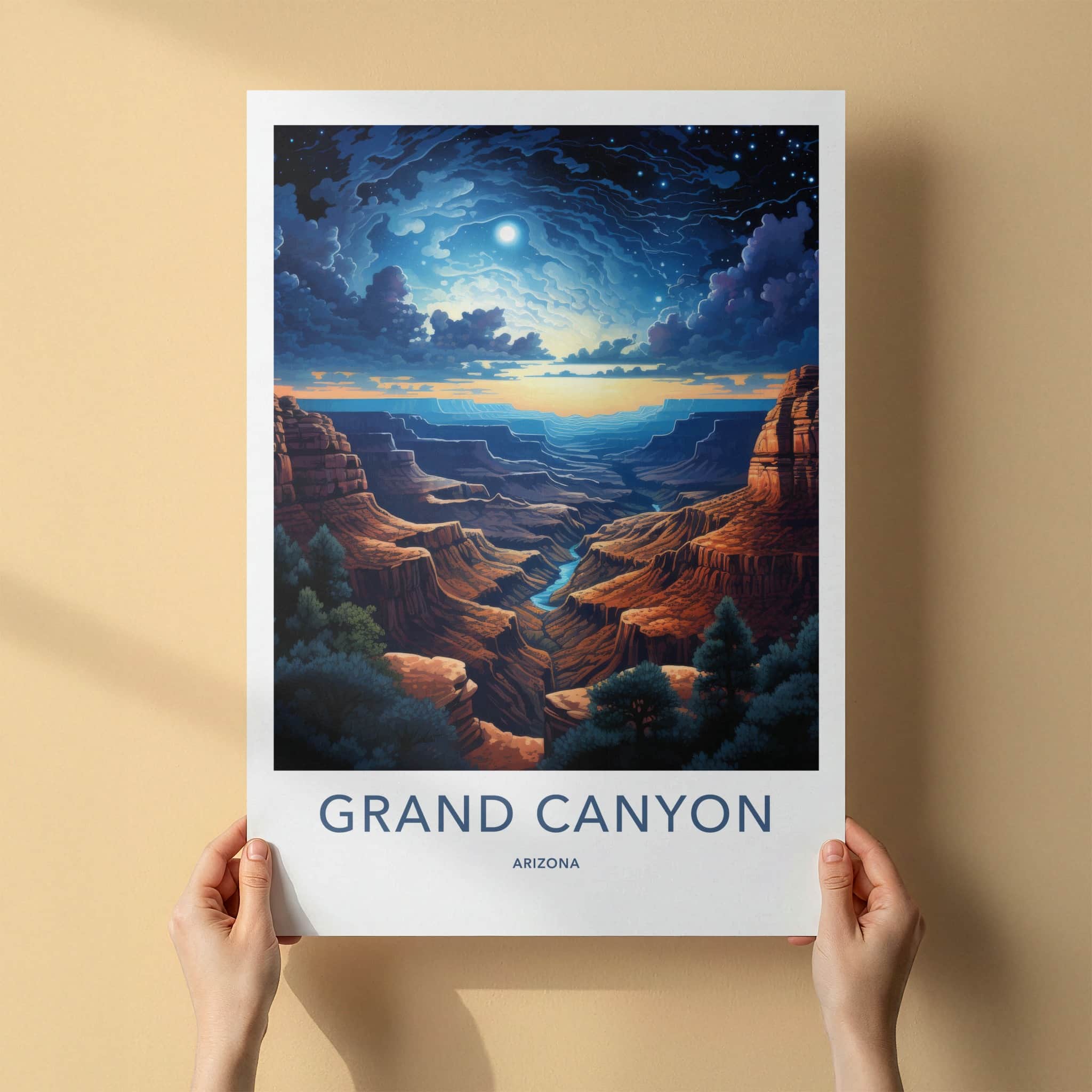 Grand Canyon Poster - Arizona Travel Art - Vast Canyon Moonscape Home Decor
