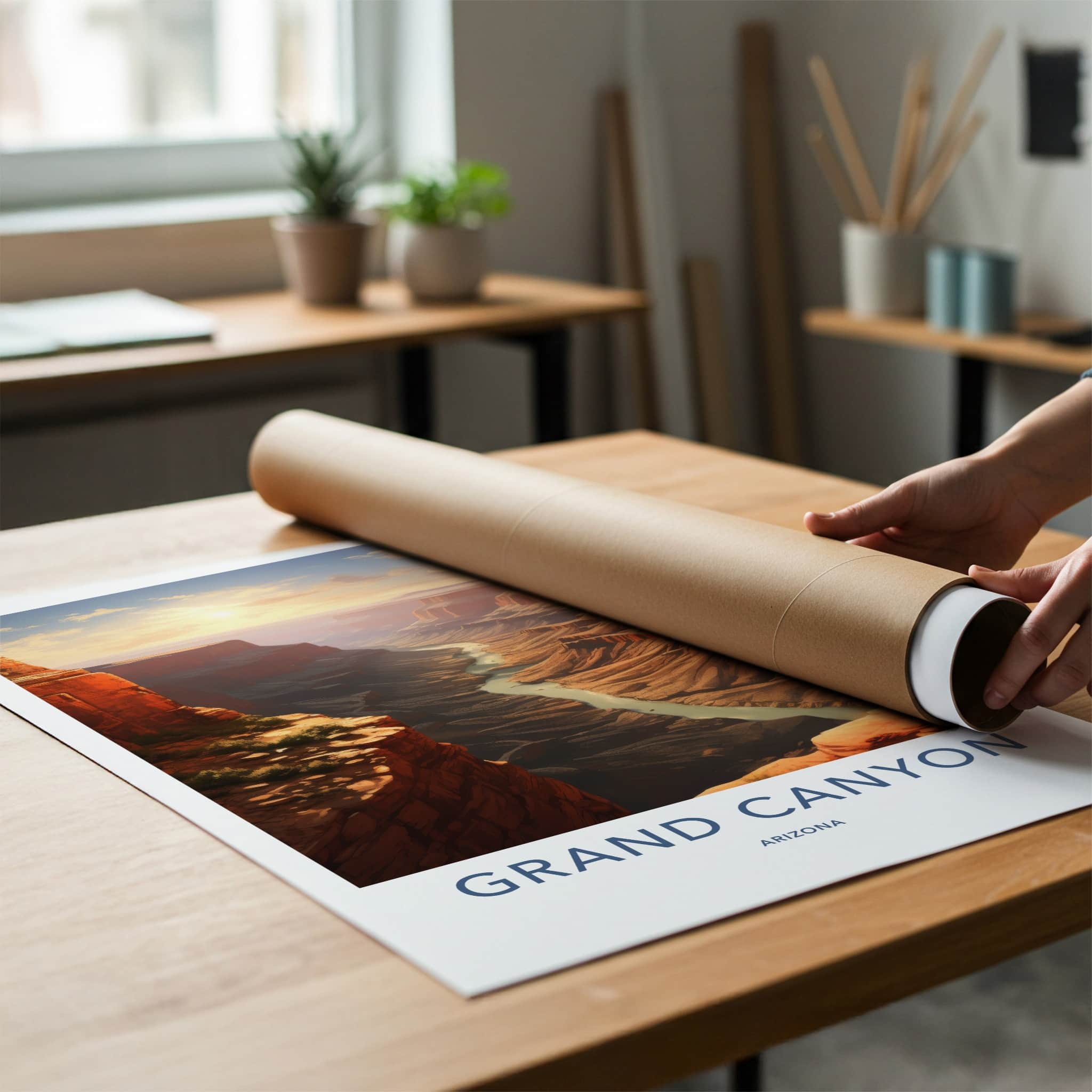 Grand Canyon Poster - Arizona Wall Art - Winding River Sunset Home Decor