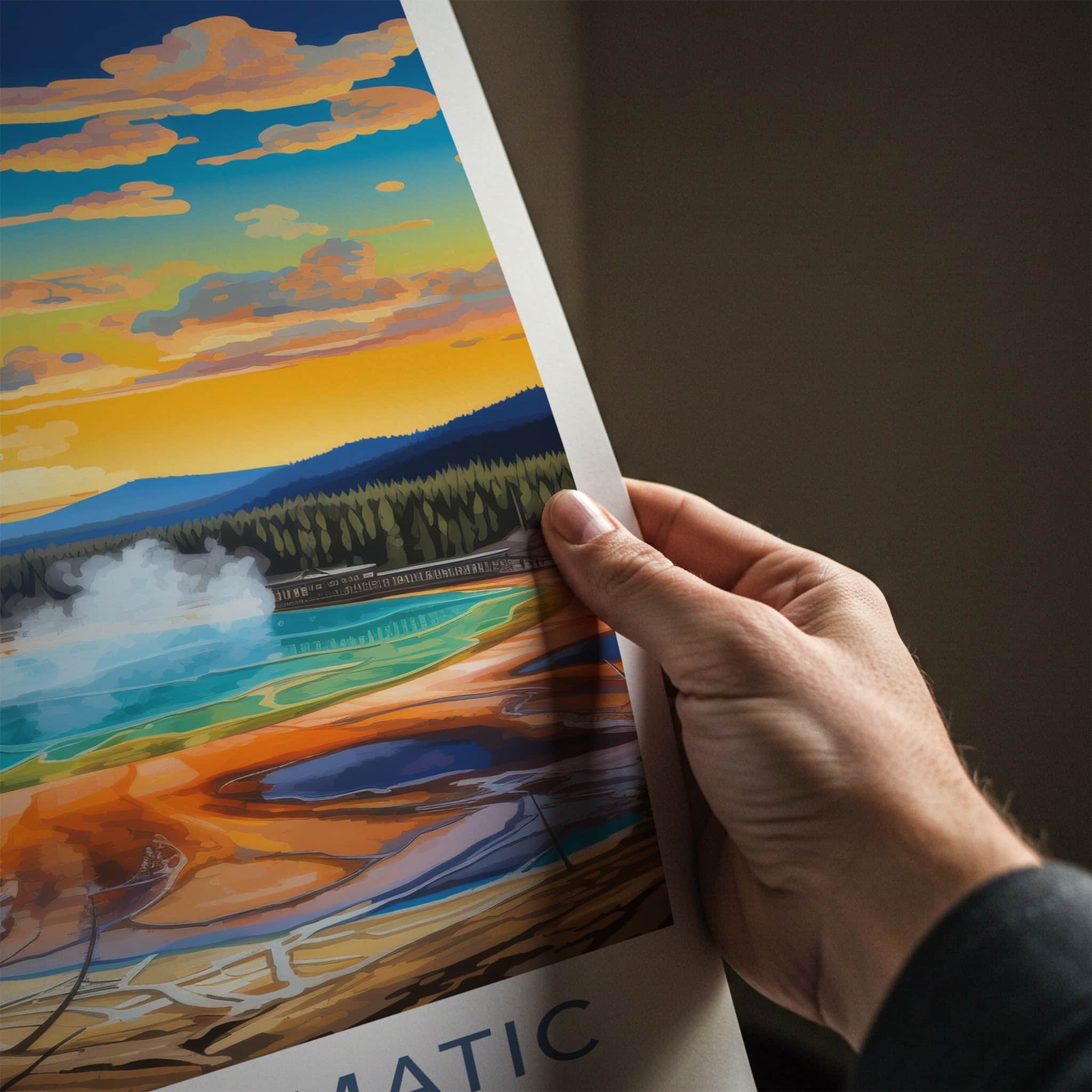 Grand Prismatic Poster - Wyoming Travel Art - Vivid Prismatic Spring Home Decor