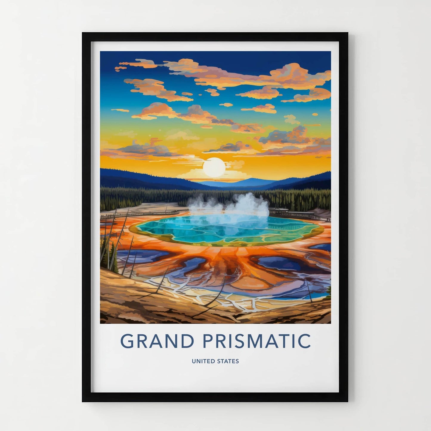 Grand Prismatic Poster - Wyoming Travel Art - Vivid Prismatic Spring Home Decor