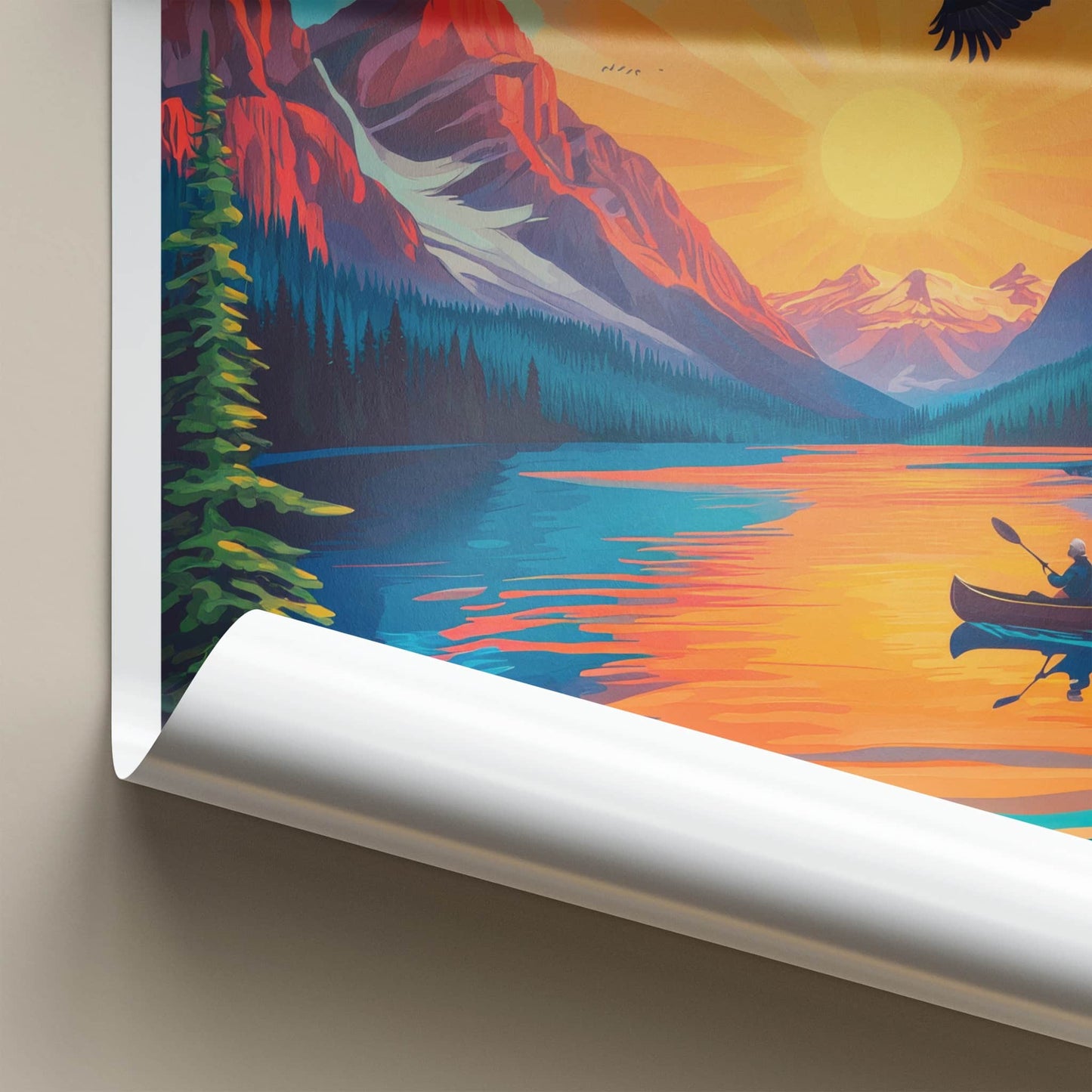 Grand Teton National Park Poster - Wyoming Wall Art - Eagle Lake Sunset Home Decor