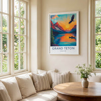 Grand Teton National Park Poster - Wyoming Wall Art - Eagle Lake Sunset Home Decor
