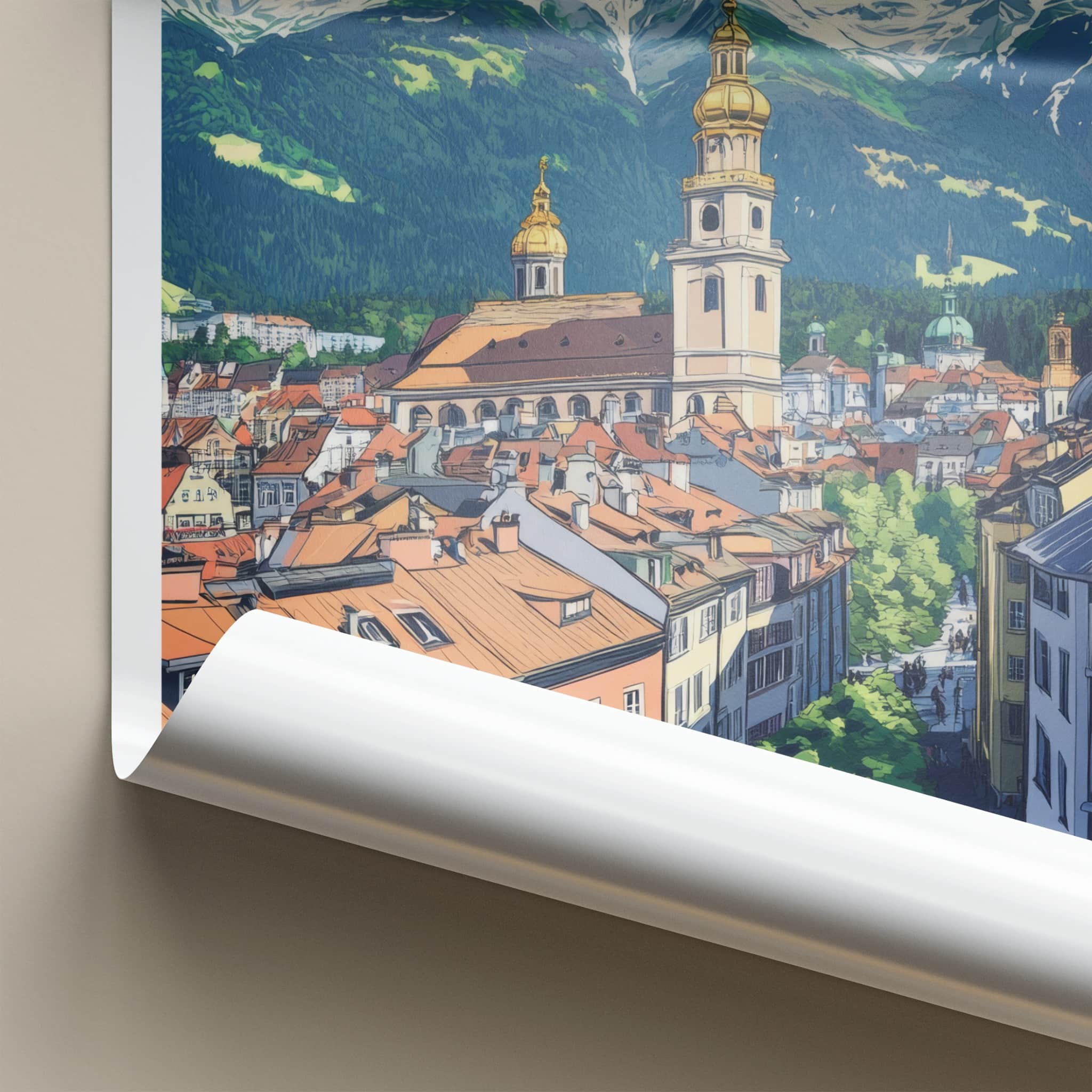 Graz Poster - Austria Travel Art - Historic City Mountains Home Decor