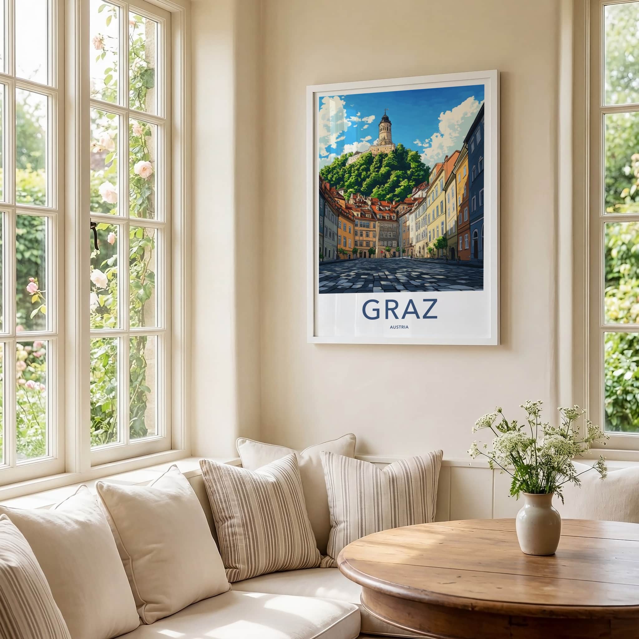 Graz Poster - Austria Wall Art - Historic Tower View Home Decor