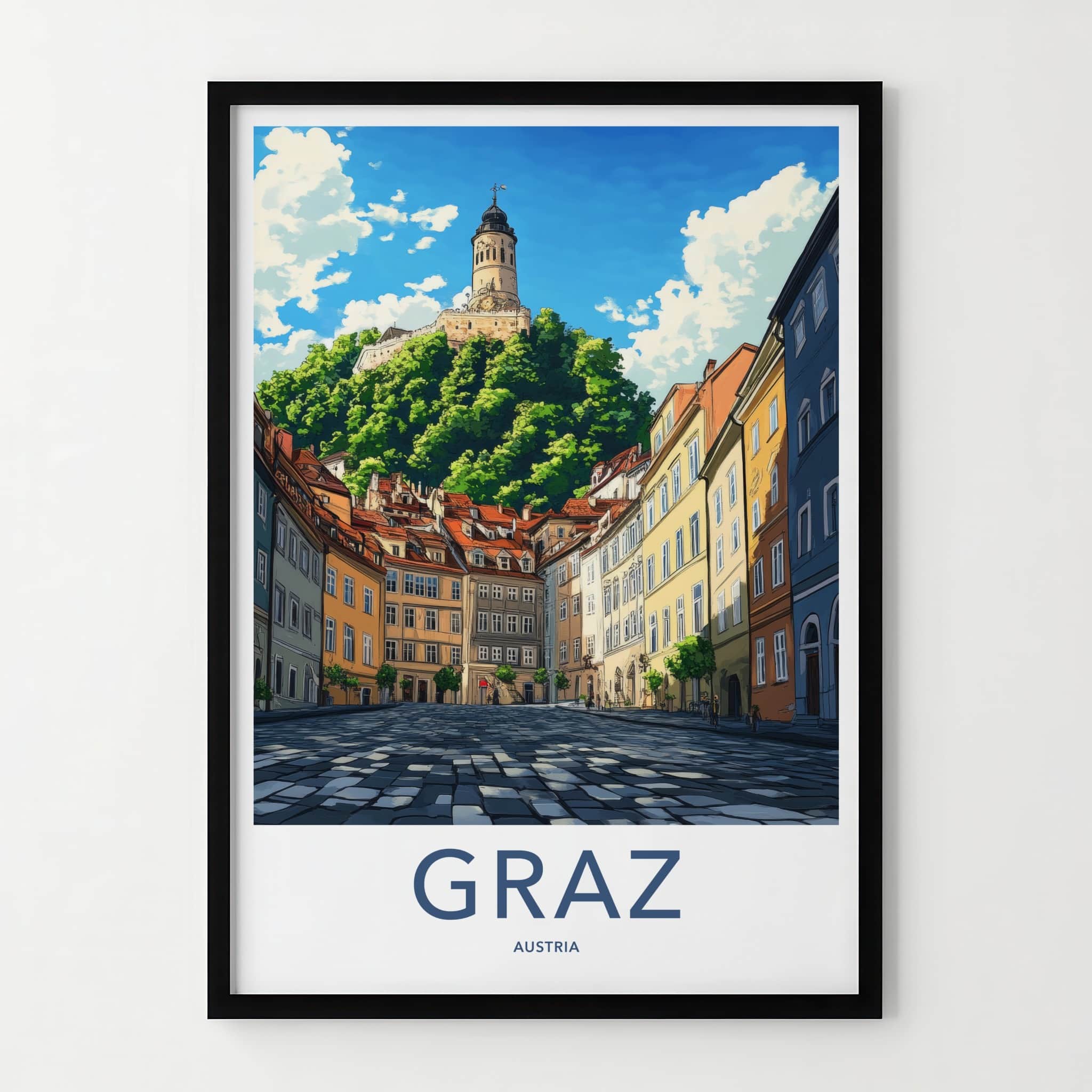 Graz Poster - Austria Wall Art - Historic Tower View Home Decor