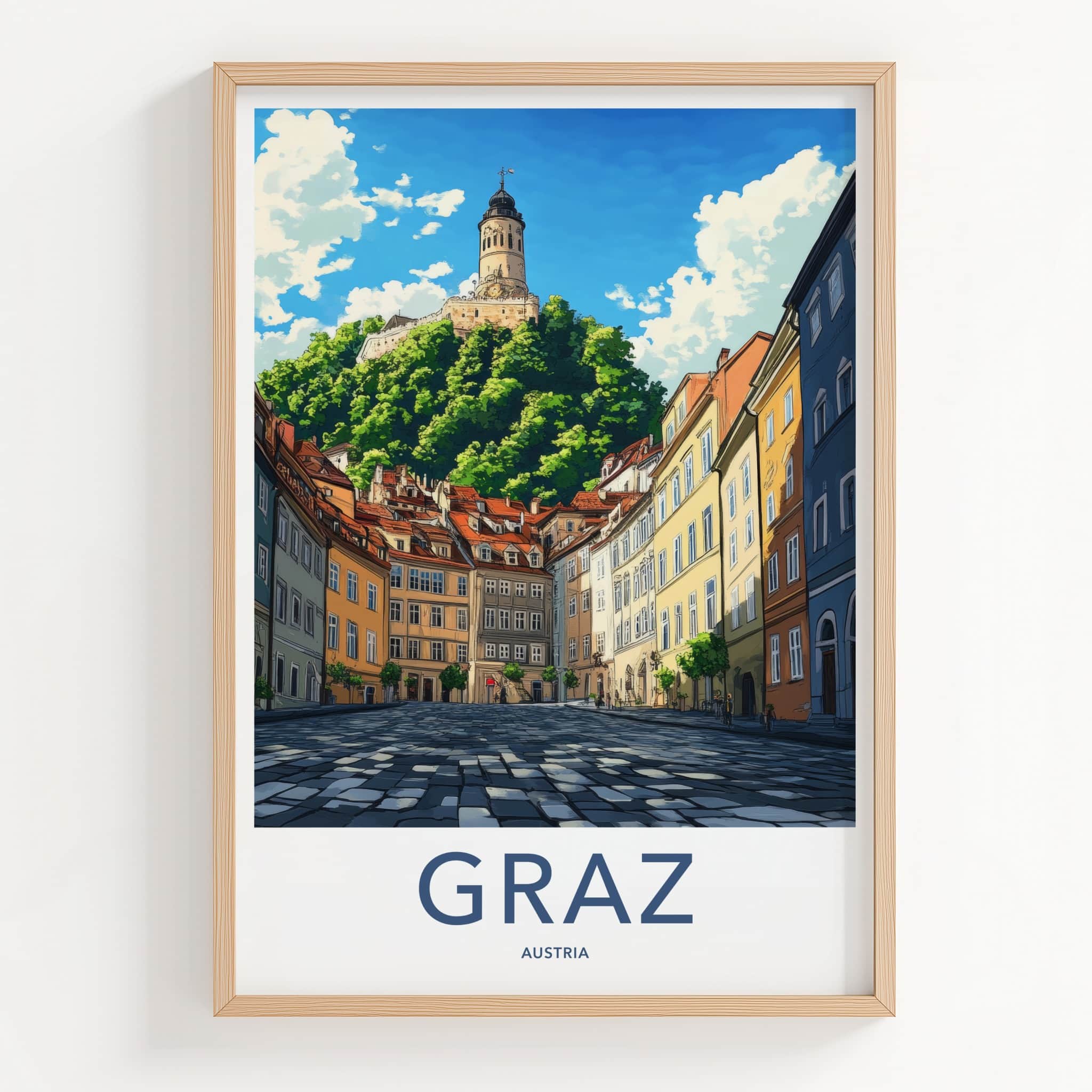 Graz Poster - Austria Wall Art - Historic Tower View Home Decor